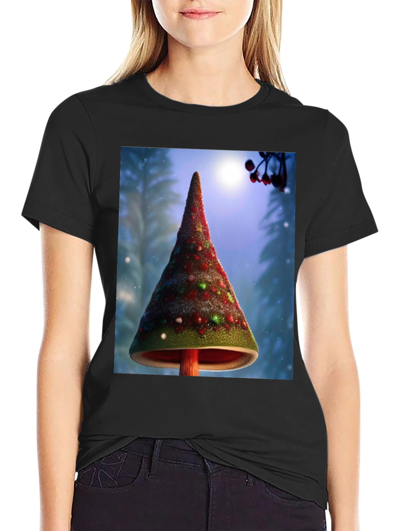 Christmas Tree Mushroom Graphic Tee