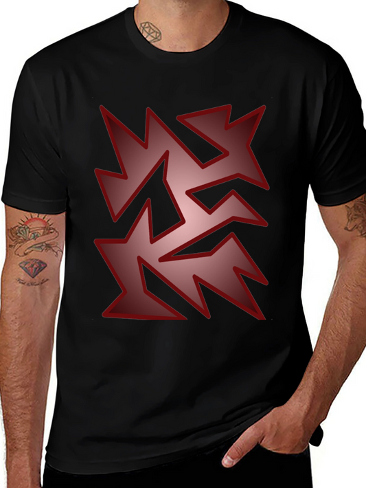 Edgy Geometric Graphic Print T-Shirt - Black