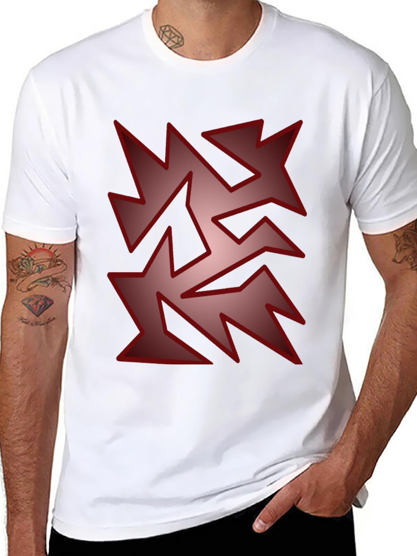 Edgy Geometric Graphic Print T-Shirt - Black