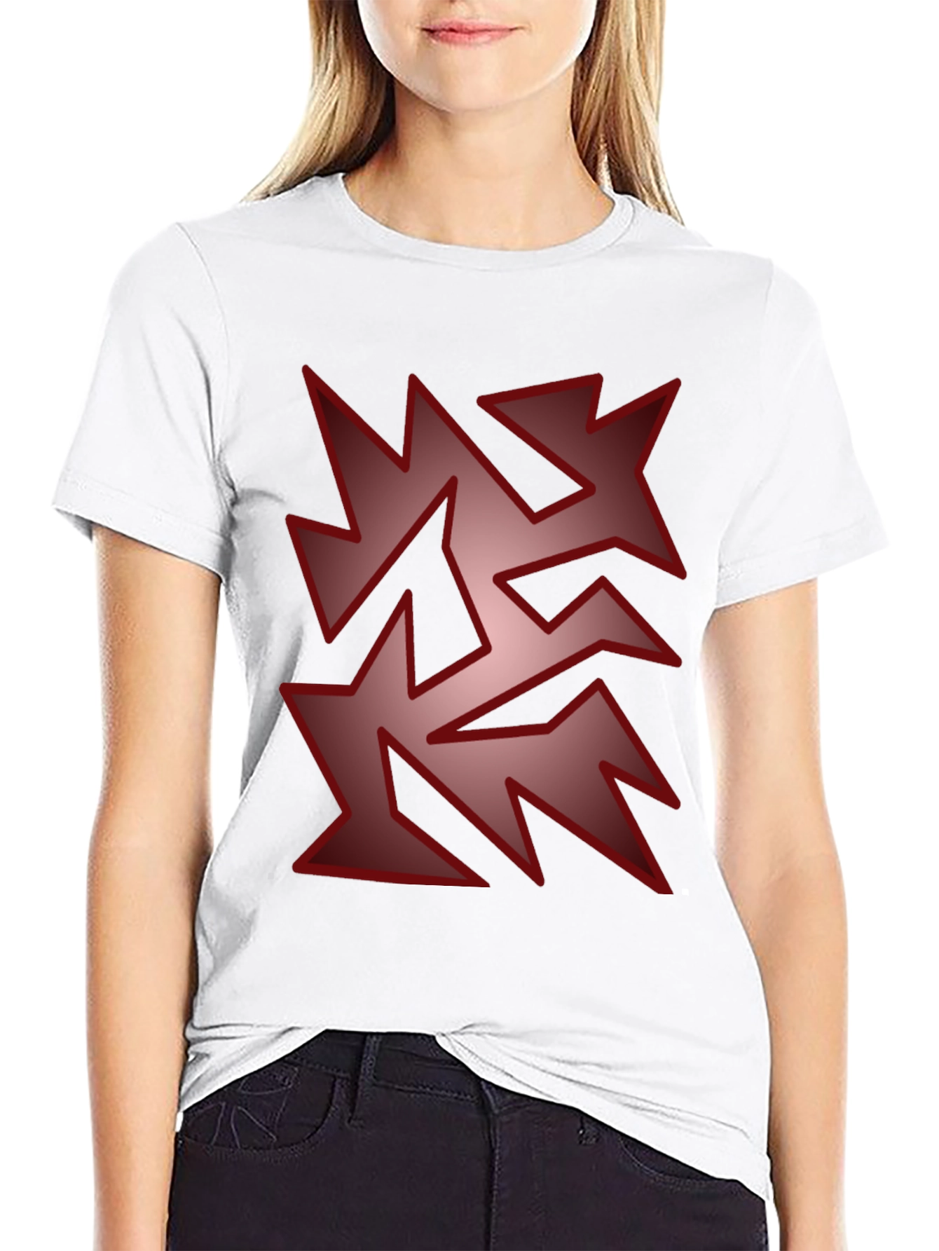 Edgy Geometric Graphic Print T-Shirt - Black