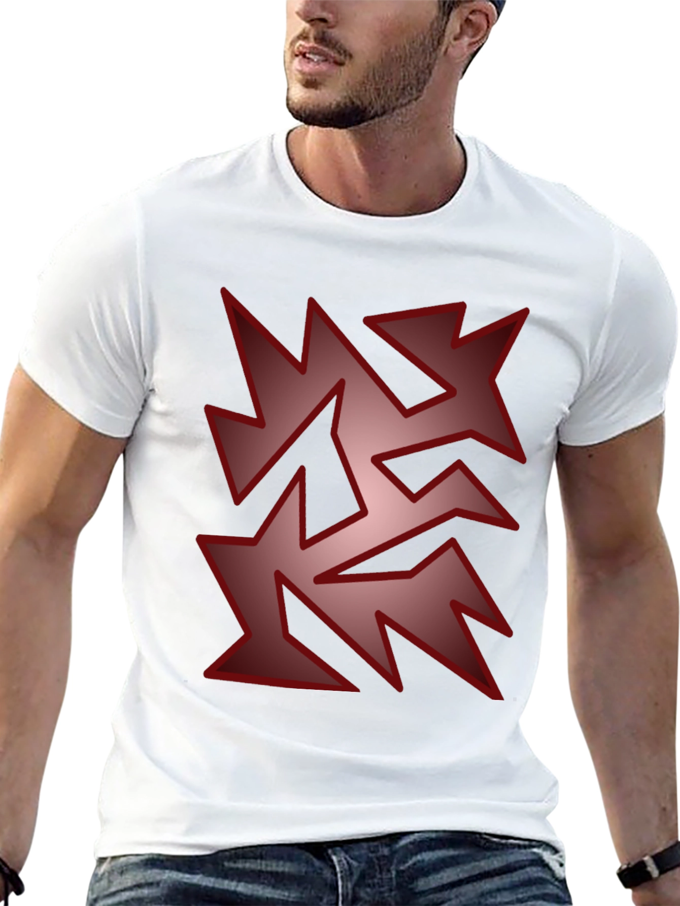 Edgy Geometric Graphic Print T-Shirt - Black