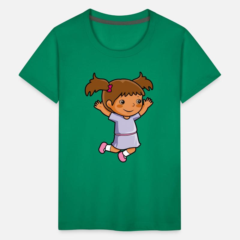 Girl jumps school enrollment joy kindergarten