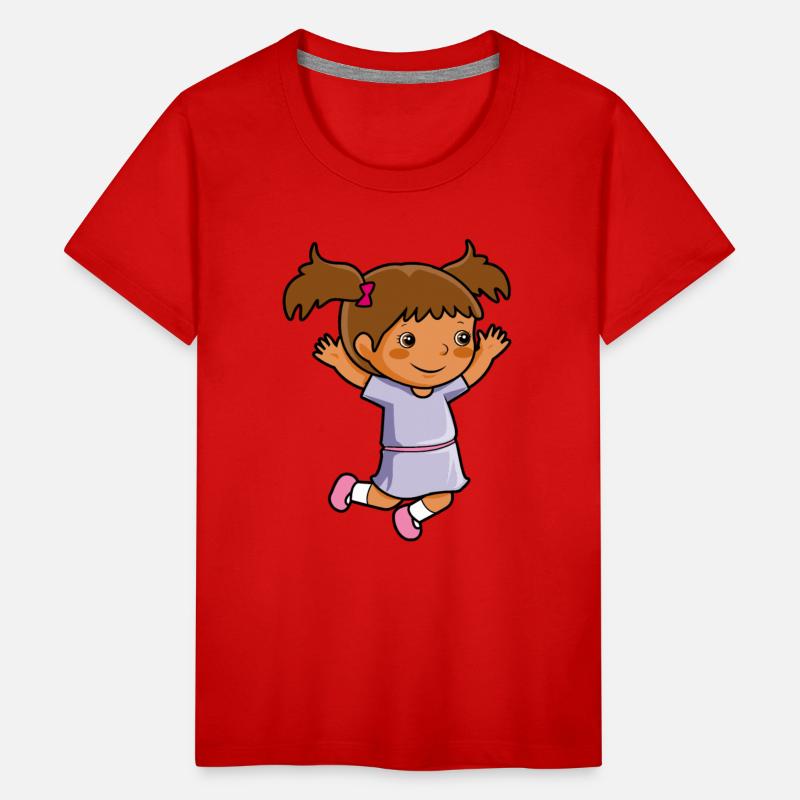 Girl jumps school enrollment joy kindergarten