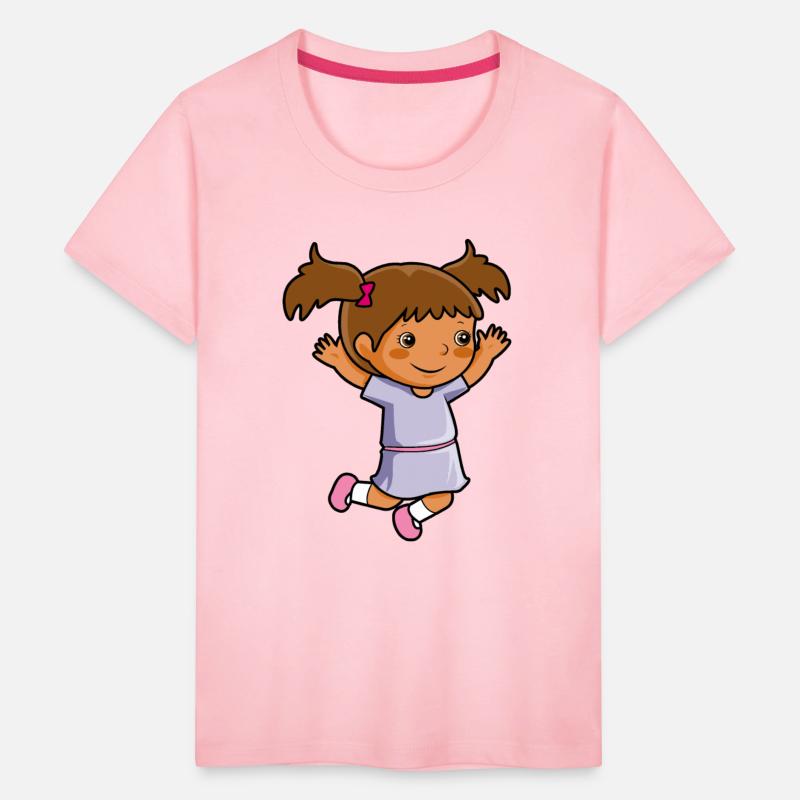 Girl jumps school enrollment joy kindergarten