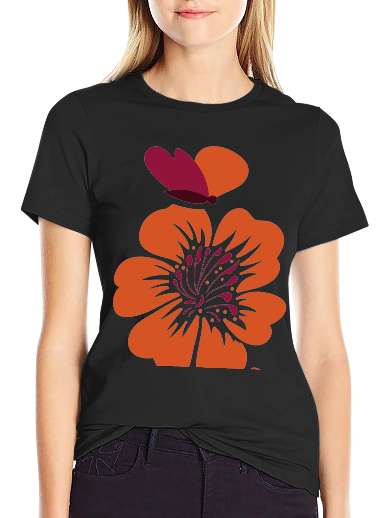 Floral Butterfly Graphic Print Tee