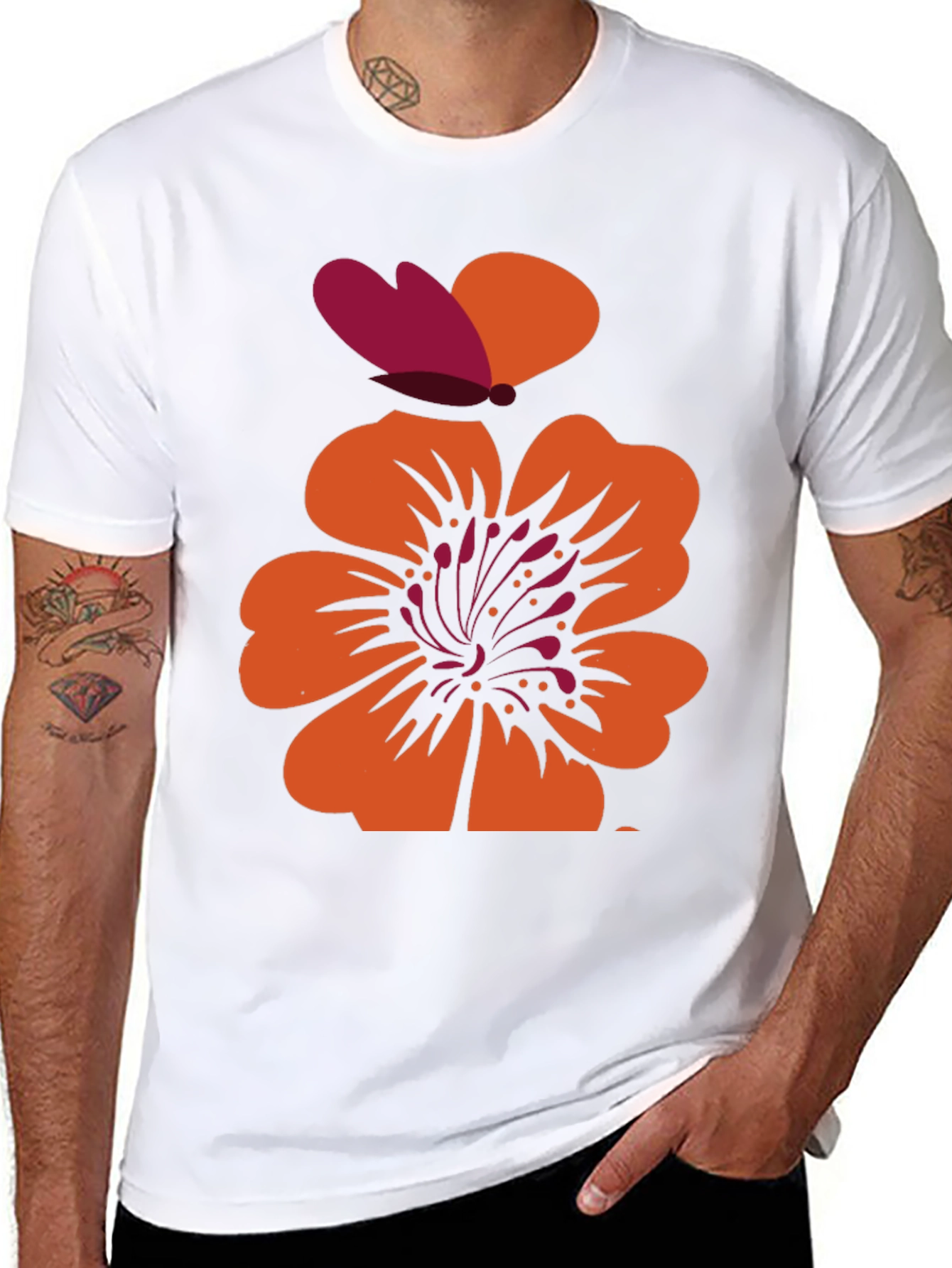 Floral Butterfly Graphic Print Tee