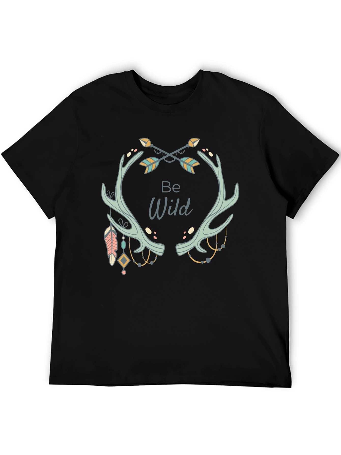 Be Wild Graphic Tee - Black Casual T-Shirt