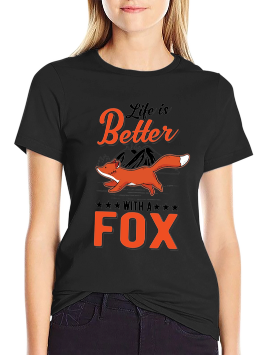 Life is Better with a Fox Graphic Tee - Black