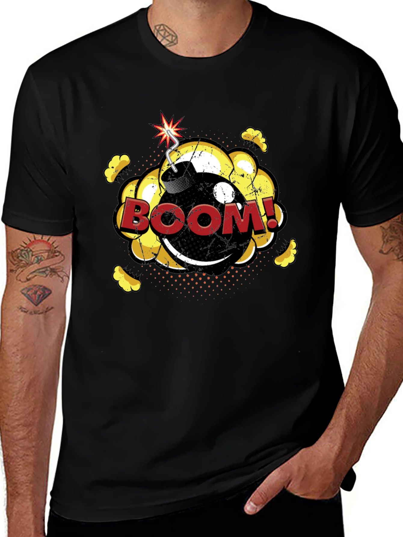Boom Graphic T-Shirt - Fun Comic Style Black Tee