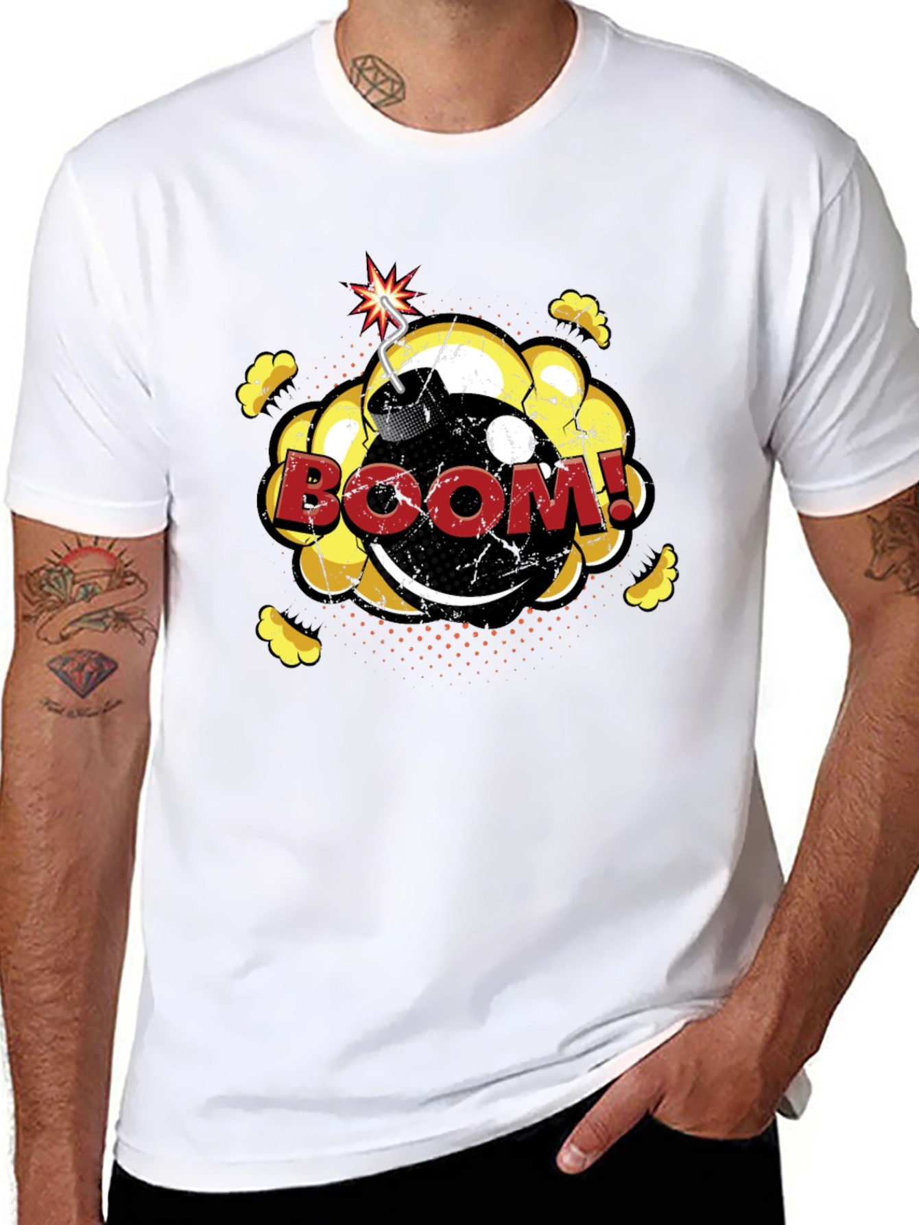Boom Graphic T-Shirt - Fun Comic Style Black Tee