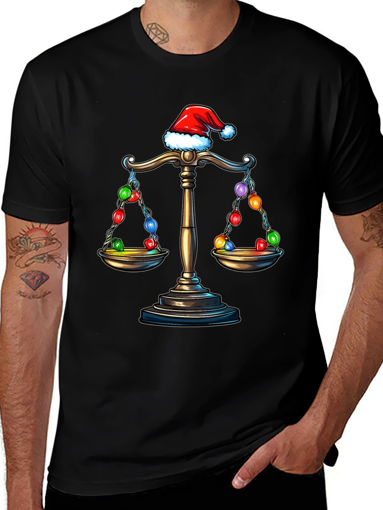 Scales of Justice Santa Hat Christmas Holiday T-Shirt