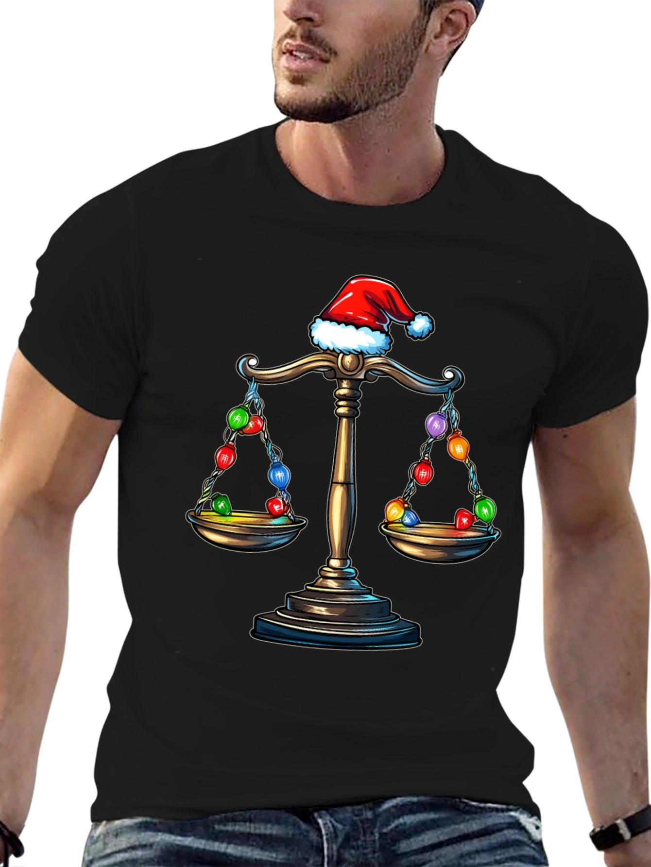 Scales of Justice Santa Hat Christmas Holiday T-Shirt