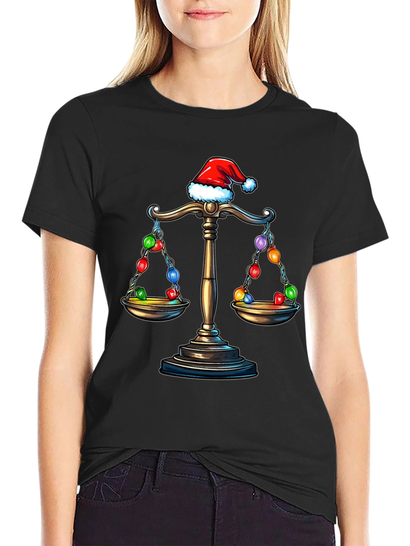 Scales of Justice Santa Hat Christmas Holiday T-Shirt