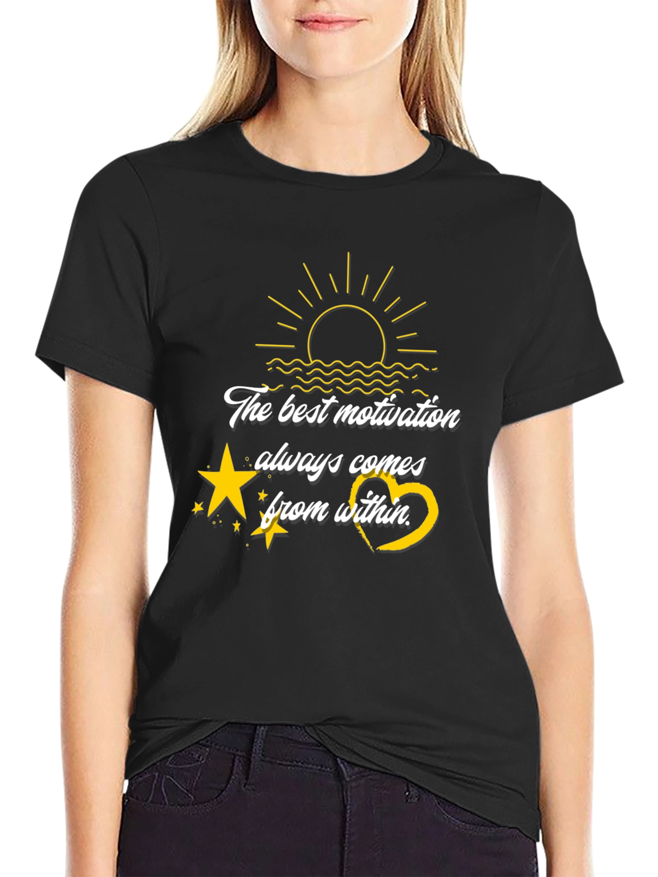 Motivational Black T-Shirt: The Best Motivation Comes From Within