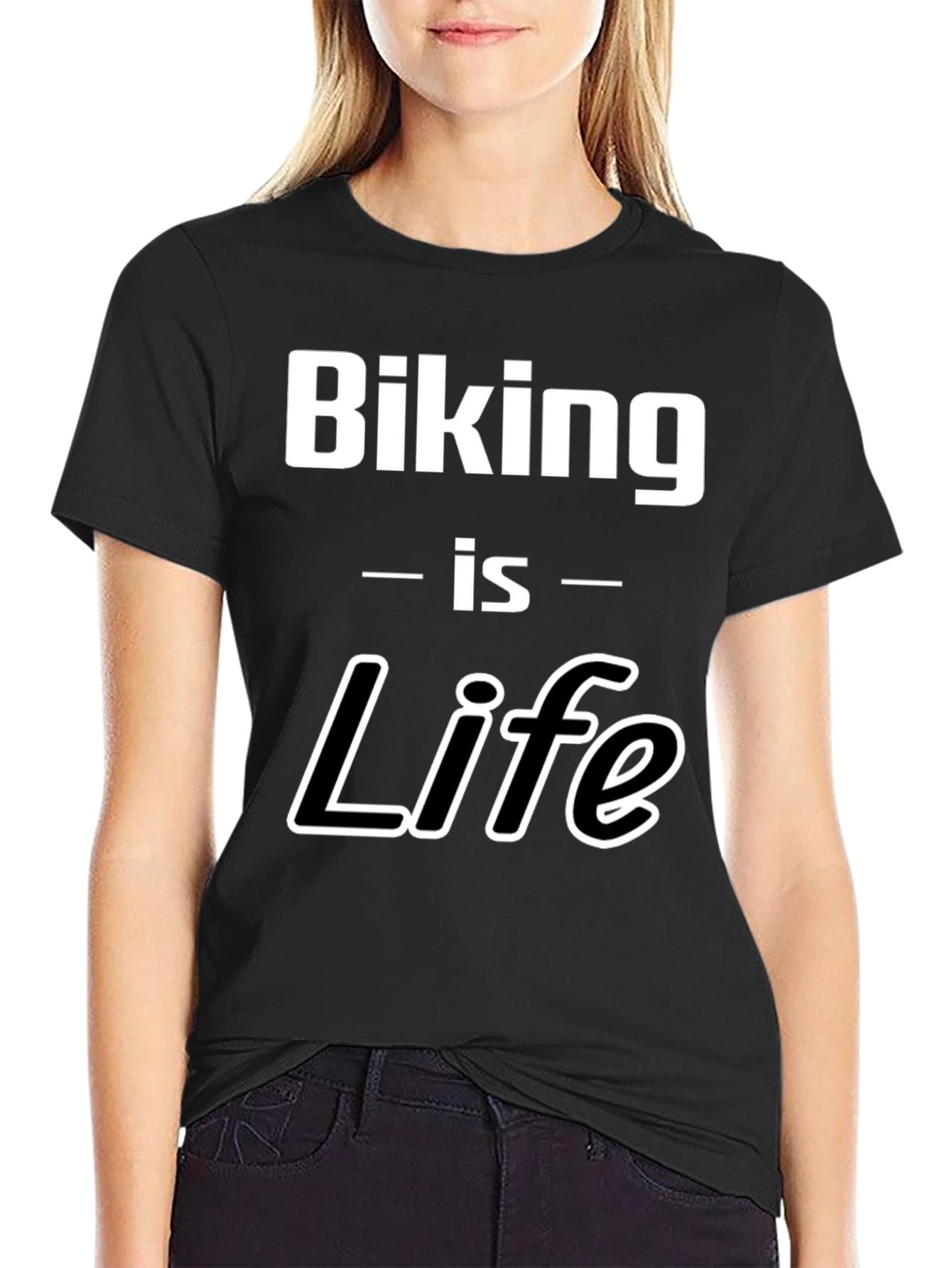 Biking is Life Graphic Tee - Black Cotton
