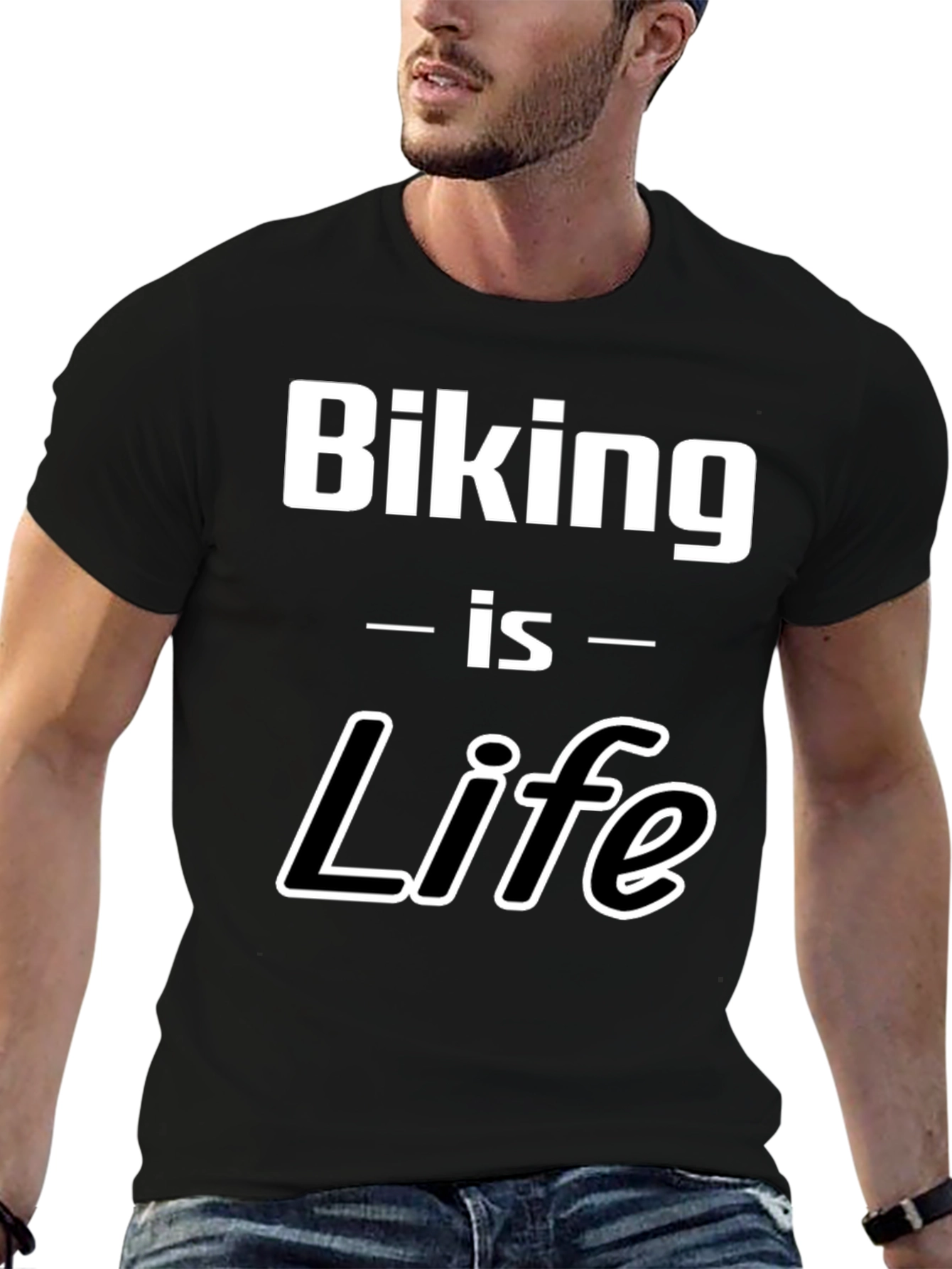 Biking is Life Graphic Tee - Black Cotton
