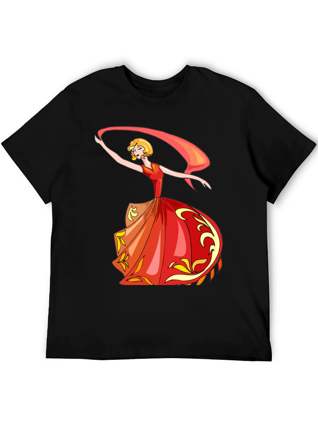 Elegant Dancer Graphic Tee - Black Cotton T-Shirt