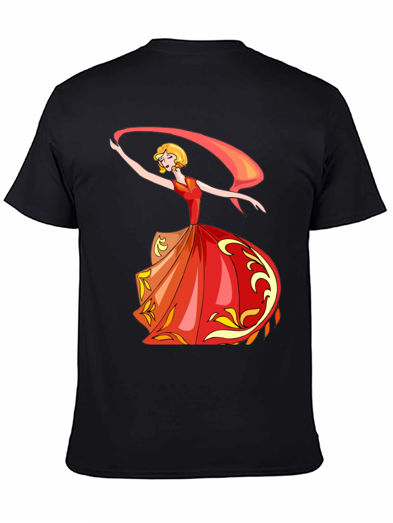 Elegant Dancer Graphic Tee - Black Cotton T-Shirt