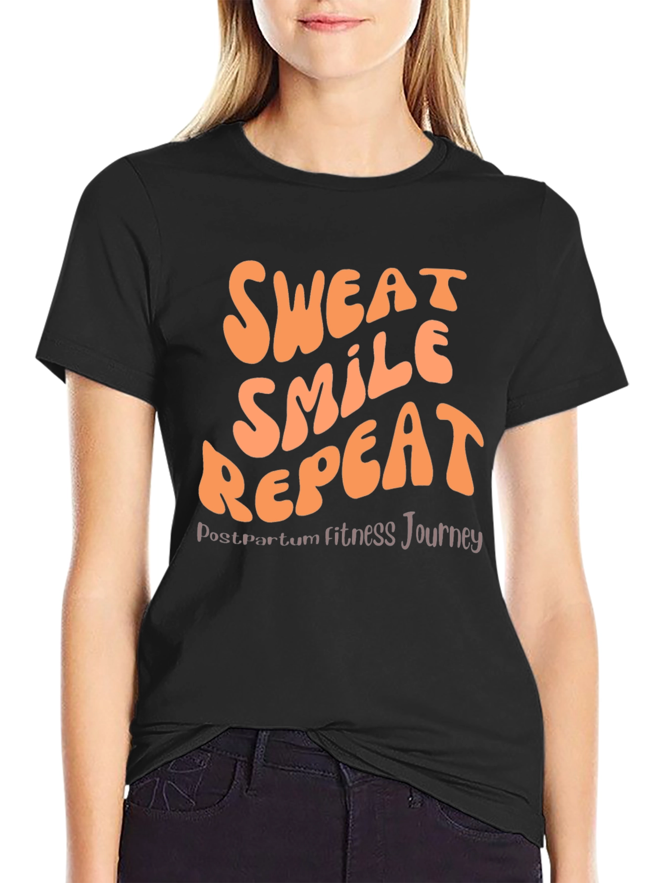 Sweat Smile Repeat Postpartum Fitness T-Shirt
