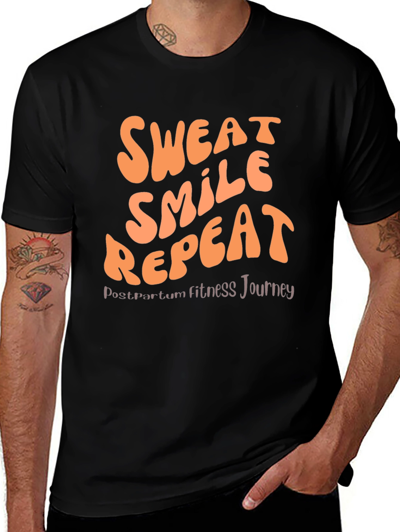 Sweat Smile Repeat Postpartum Fitness T-Shirt