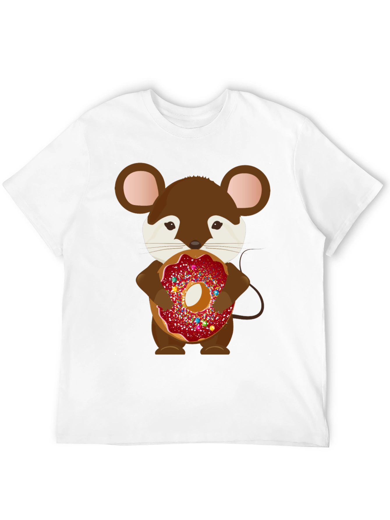 Mouse with Donut Graphic Tee - Cute Cartoon Design