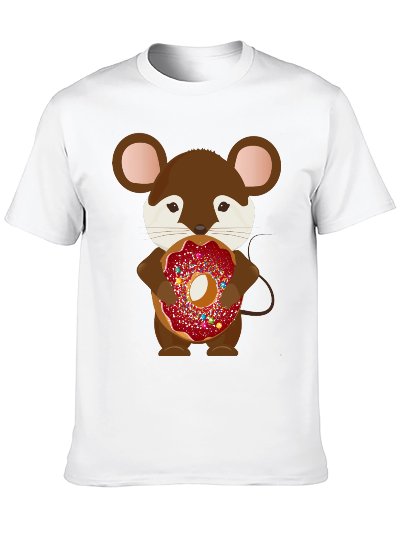 Mouse with Donut Graphic Tee - Cute Cartoon Design