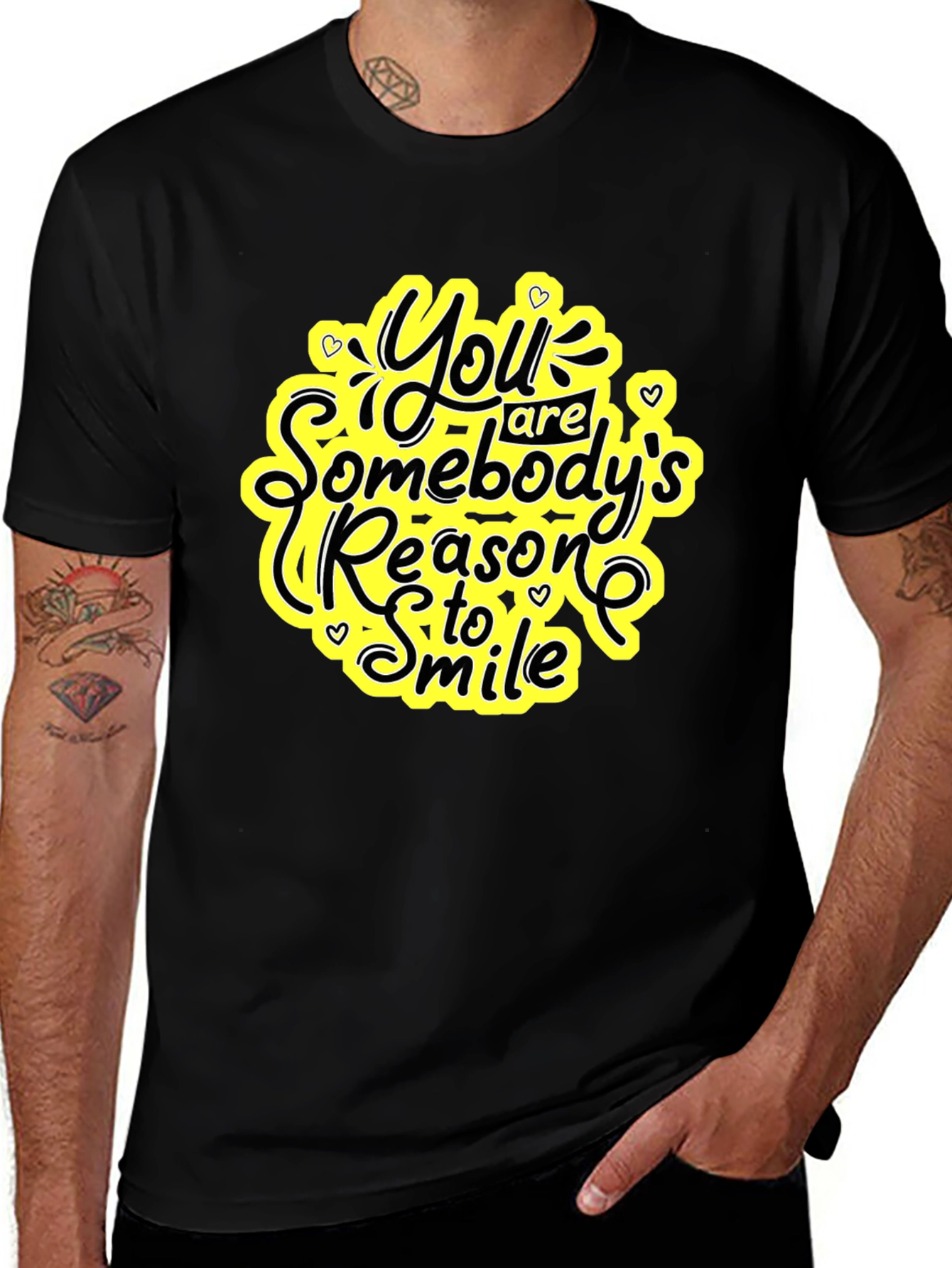 Inspirational Black T-Shirt: Somebodys Reason to Smile