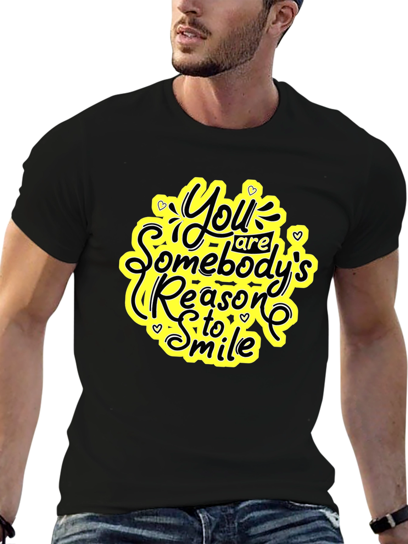 Inspirational Black T-Shirt: Somebodys Reason to Smile