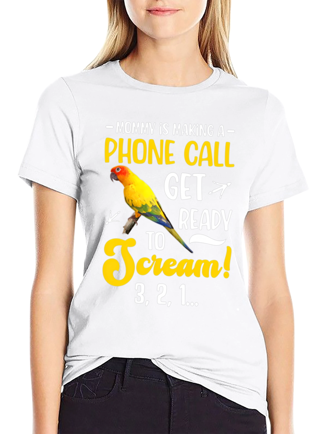 Mommys Phone Call T-Shirt Parrot Design