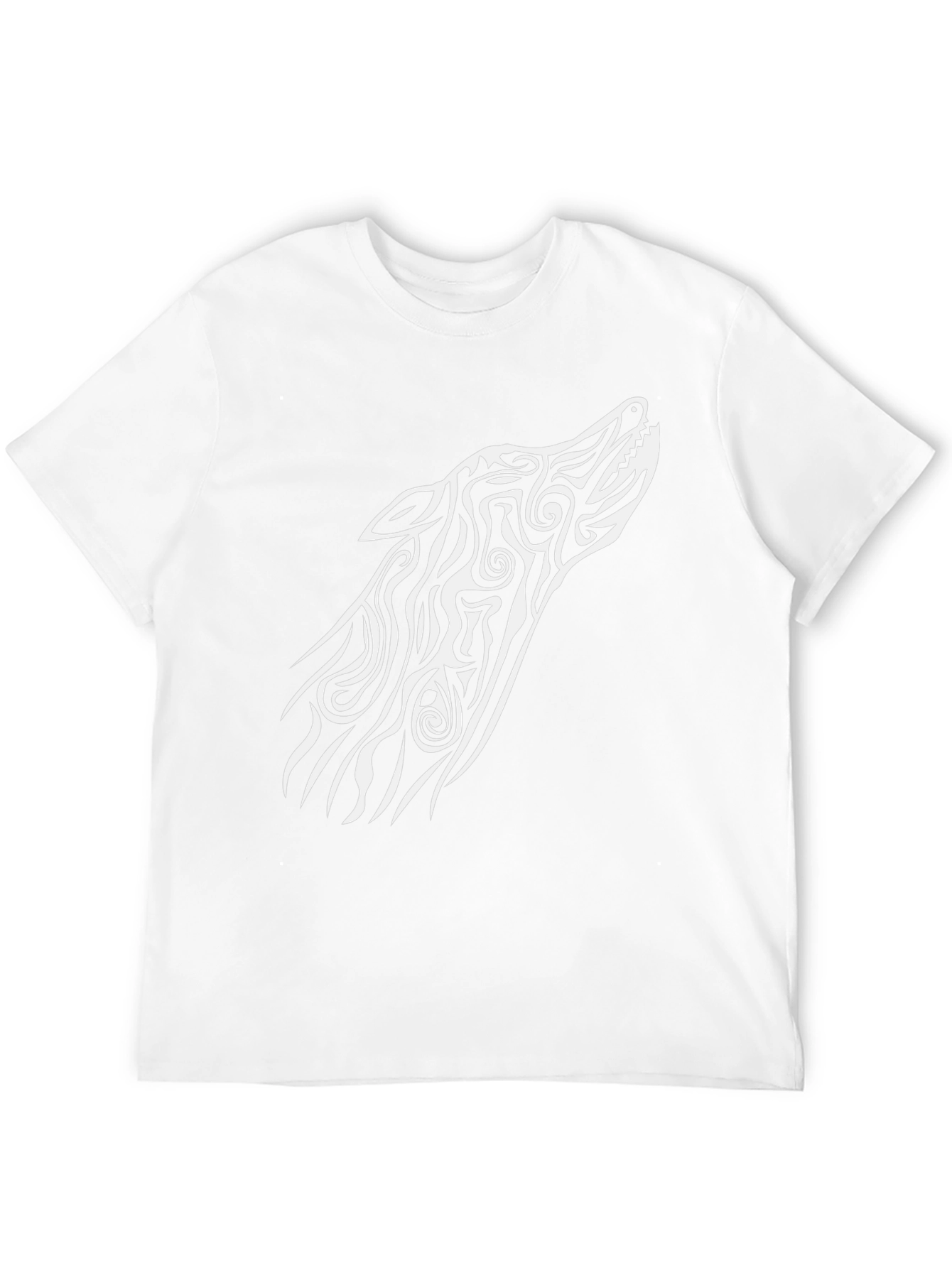Tribal Wolf Graphic Tee - Black Cotton Blend