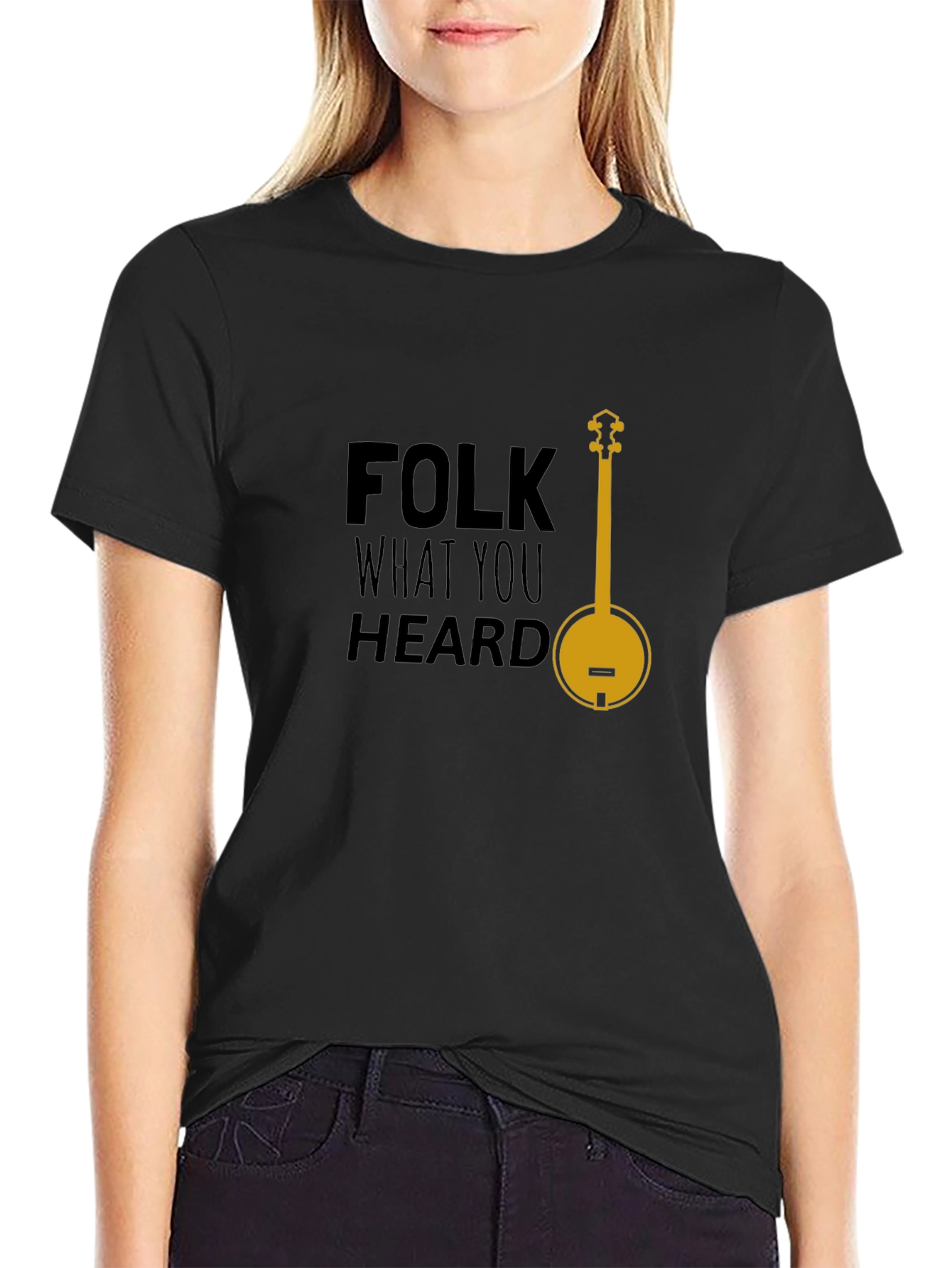 Folk What You Heard Black Graphic T-Shirt