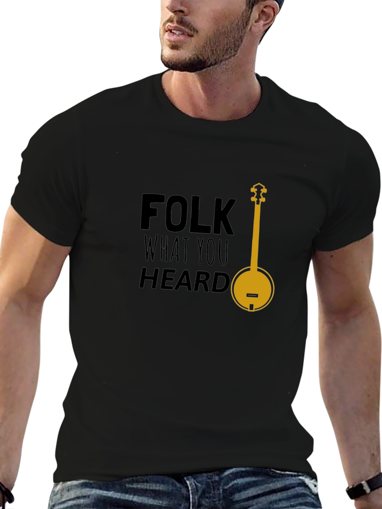 Folk What You Heard Black Graphic T-Shirt