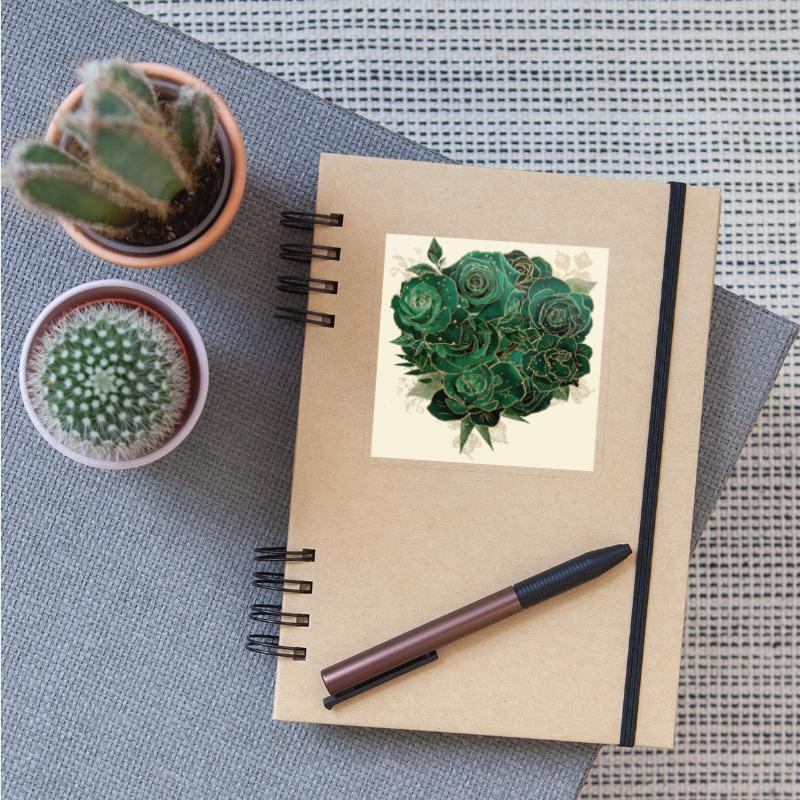 Green and Gold Glam Roses Pattern