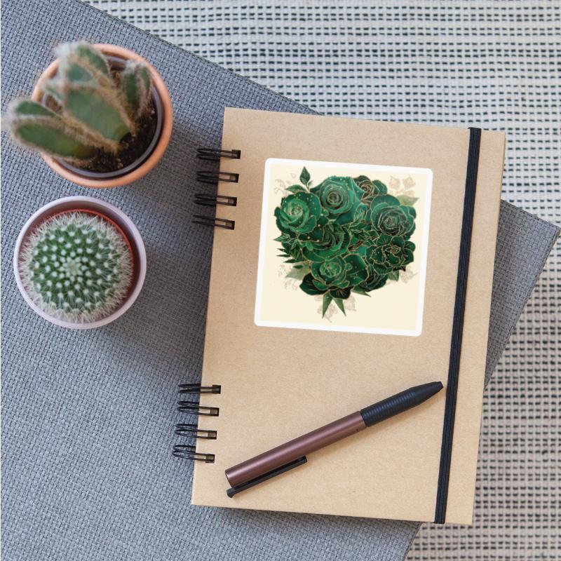 Green and Gold Glam Roses Pattern