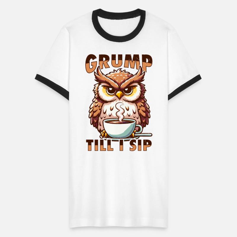 Grumpy Owl with Coffee Morning Mood