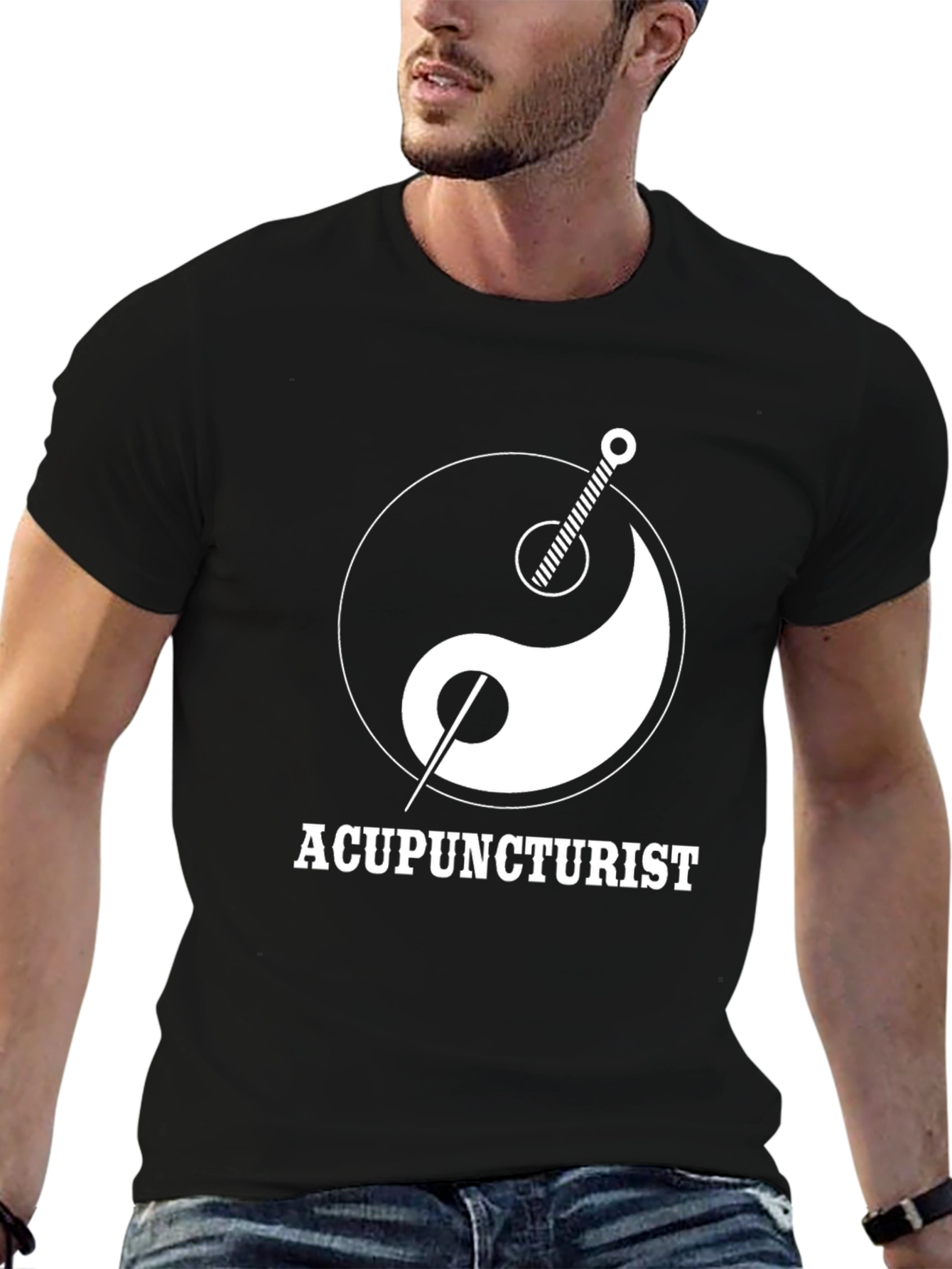 Acupuncturist Yin Yang T-Shirt - Black