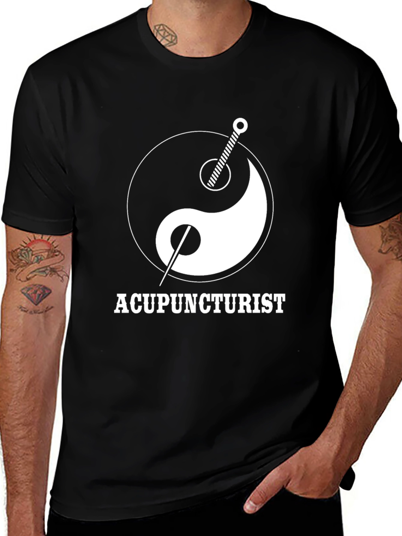 Acupuncturist Yin Yang T-Shirt - Black