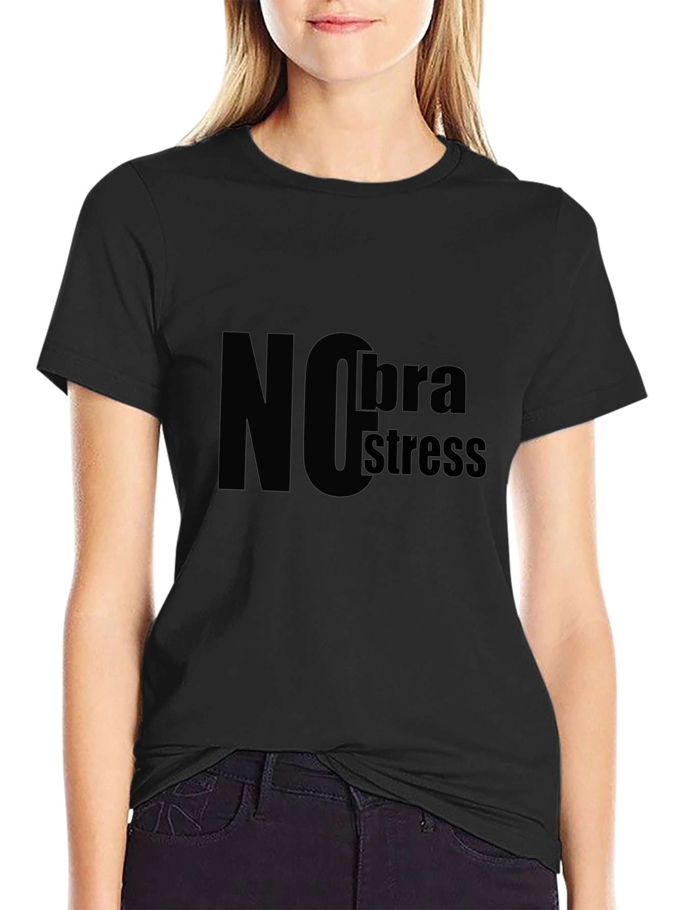 No Bra No Stress T-Shirt - Black