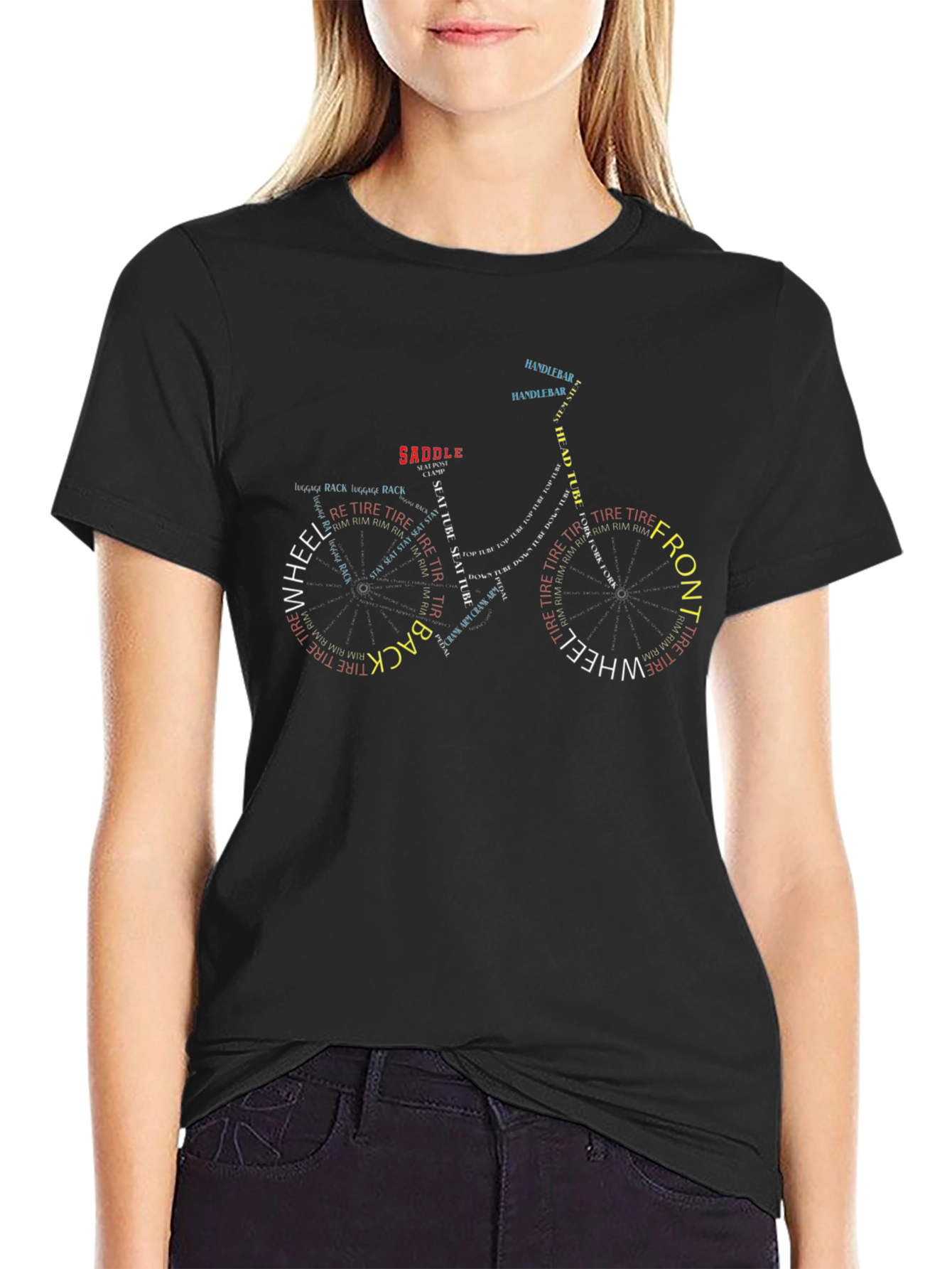 Word Art Bicycle Graphic T-Shirt
