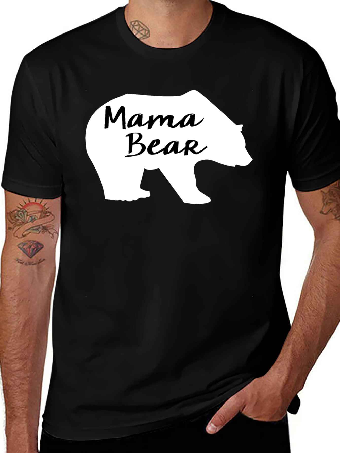 Mama Bear Graphic Tee - Black Cotton Comfort