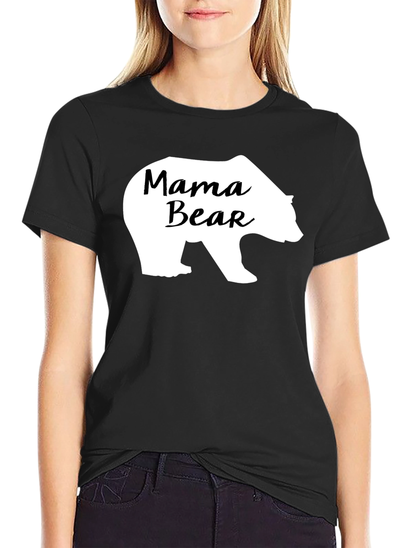 Mama Bear Graphic Tee - Black Cotton Comfort
