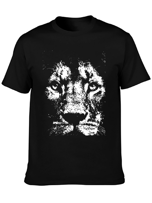 Lion Graphic Print Mens Black T-Shirt