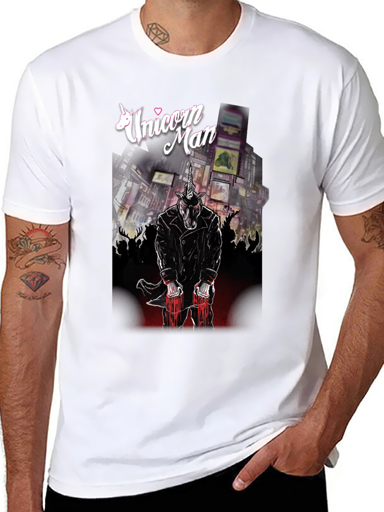 Unicorn Man Graphic T-Shirt - Black