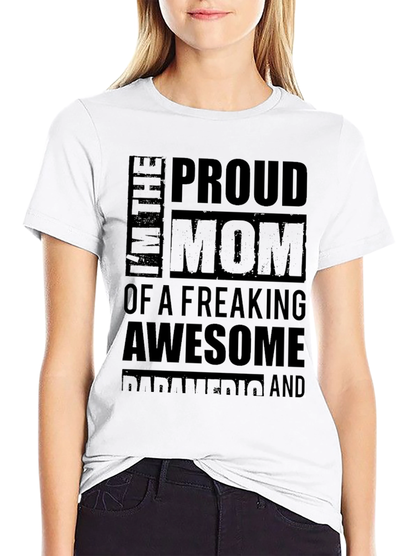 Proud Mom of Awesome Paramedic Black T-Shirt