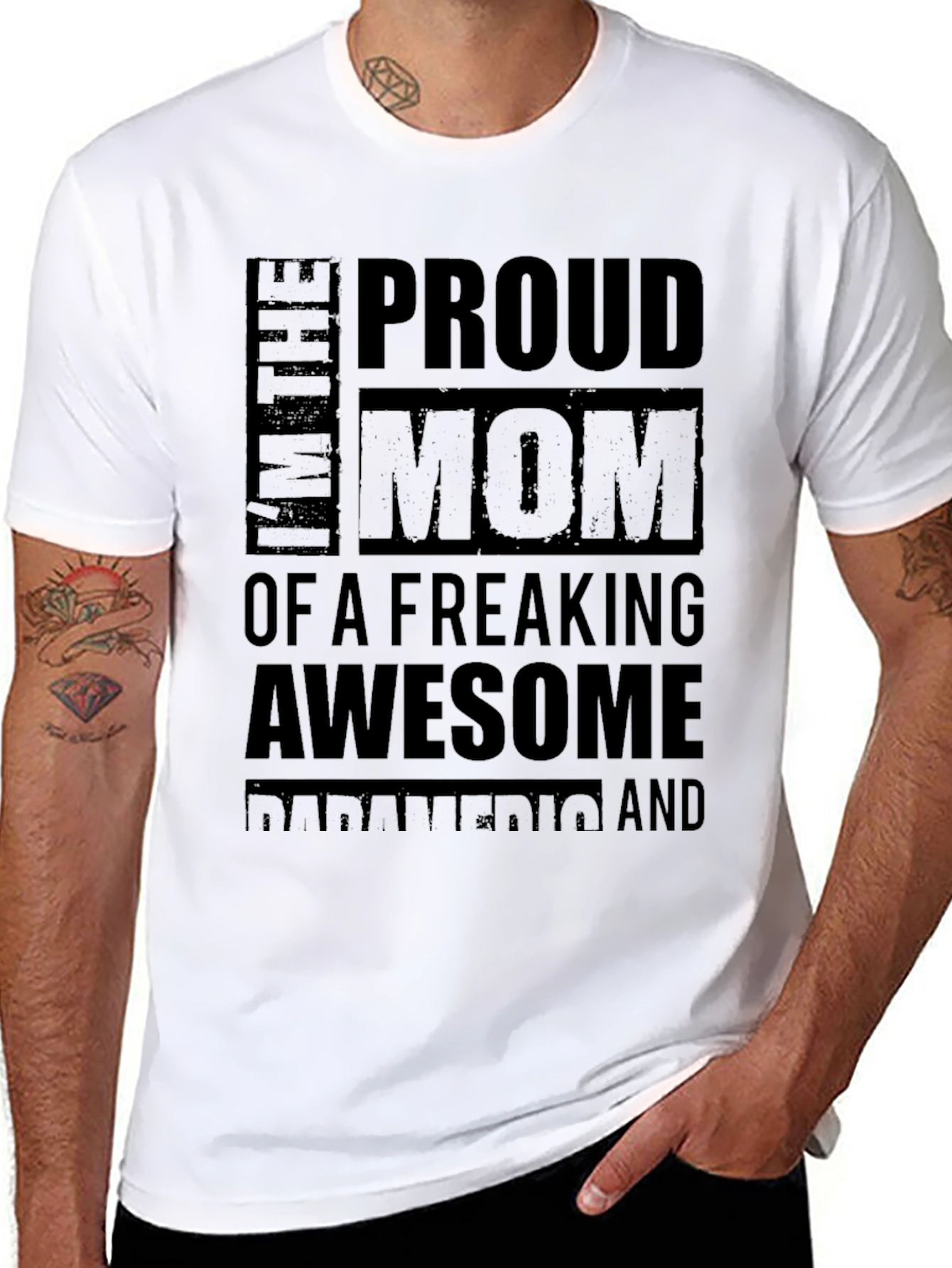 Proud Mom of Awesome Paramedic Black T-Shirt