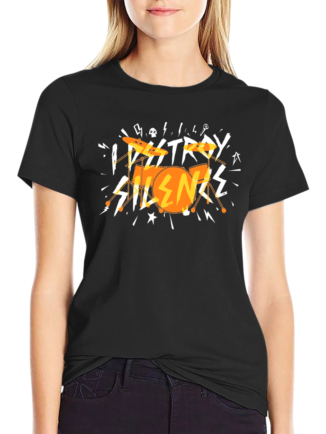 Destroy Silence Drum Graphic Tee - Rock On!