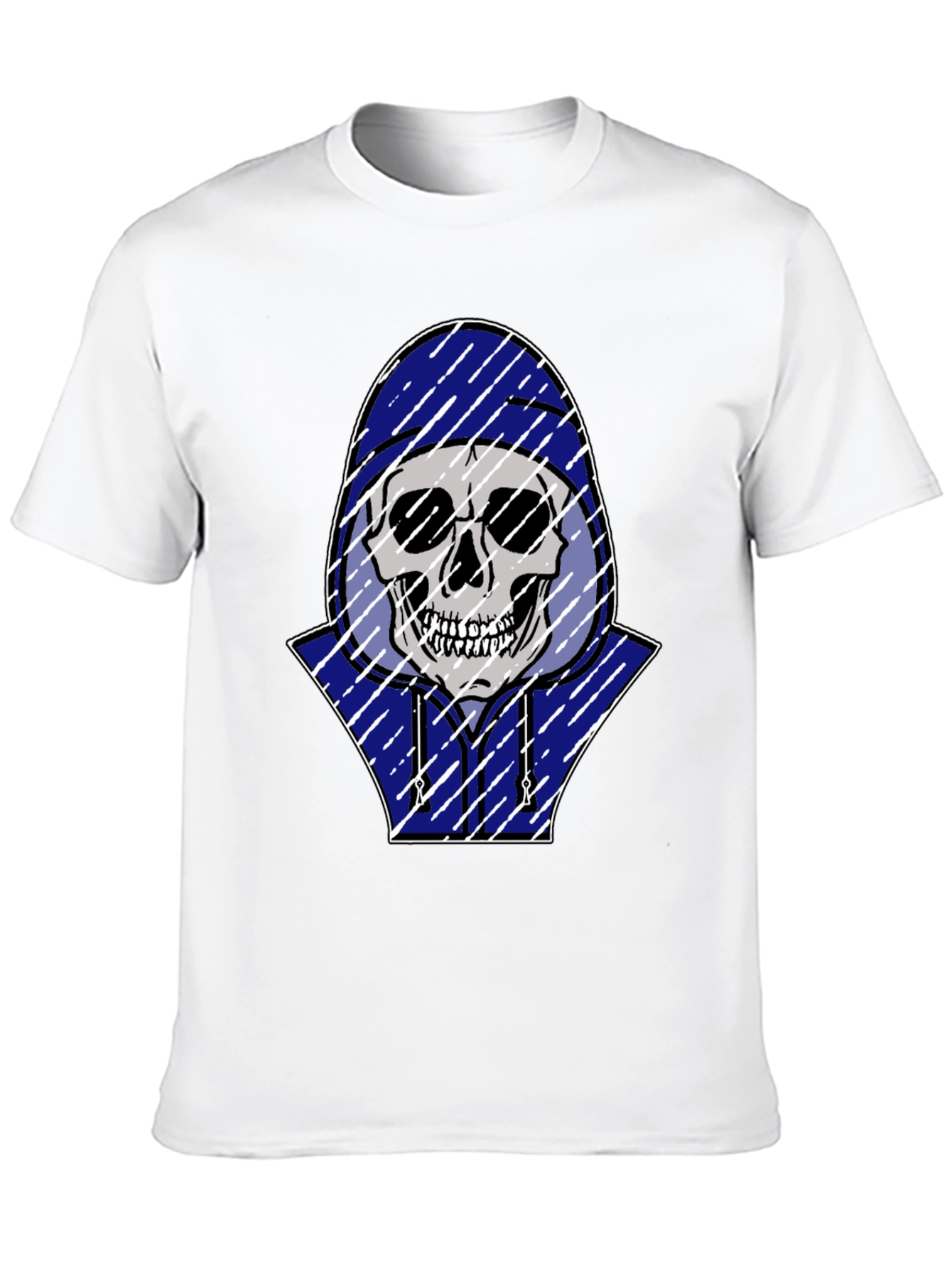 Skull in Hoodie Graphic Tee - Black