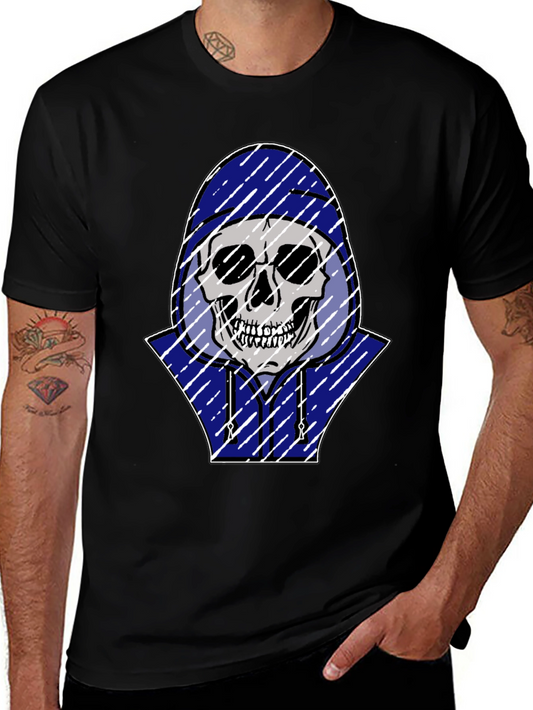 Skull in Hoodie Graphic Tee - Black