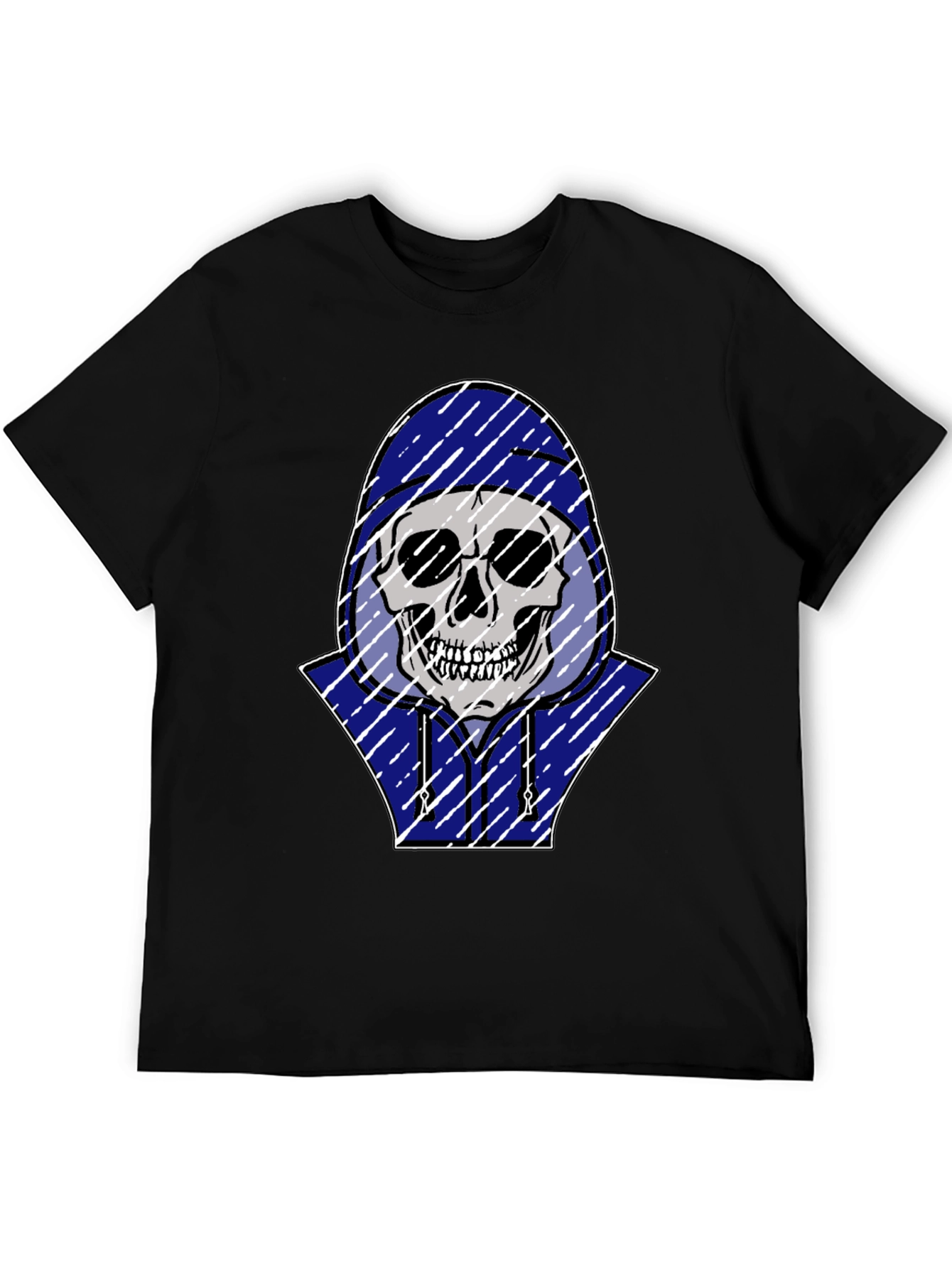 Skull in Hoodie Graphic Tee - Black