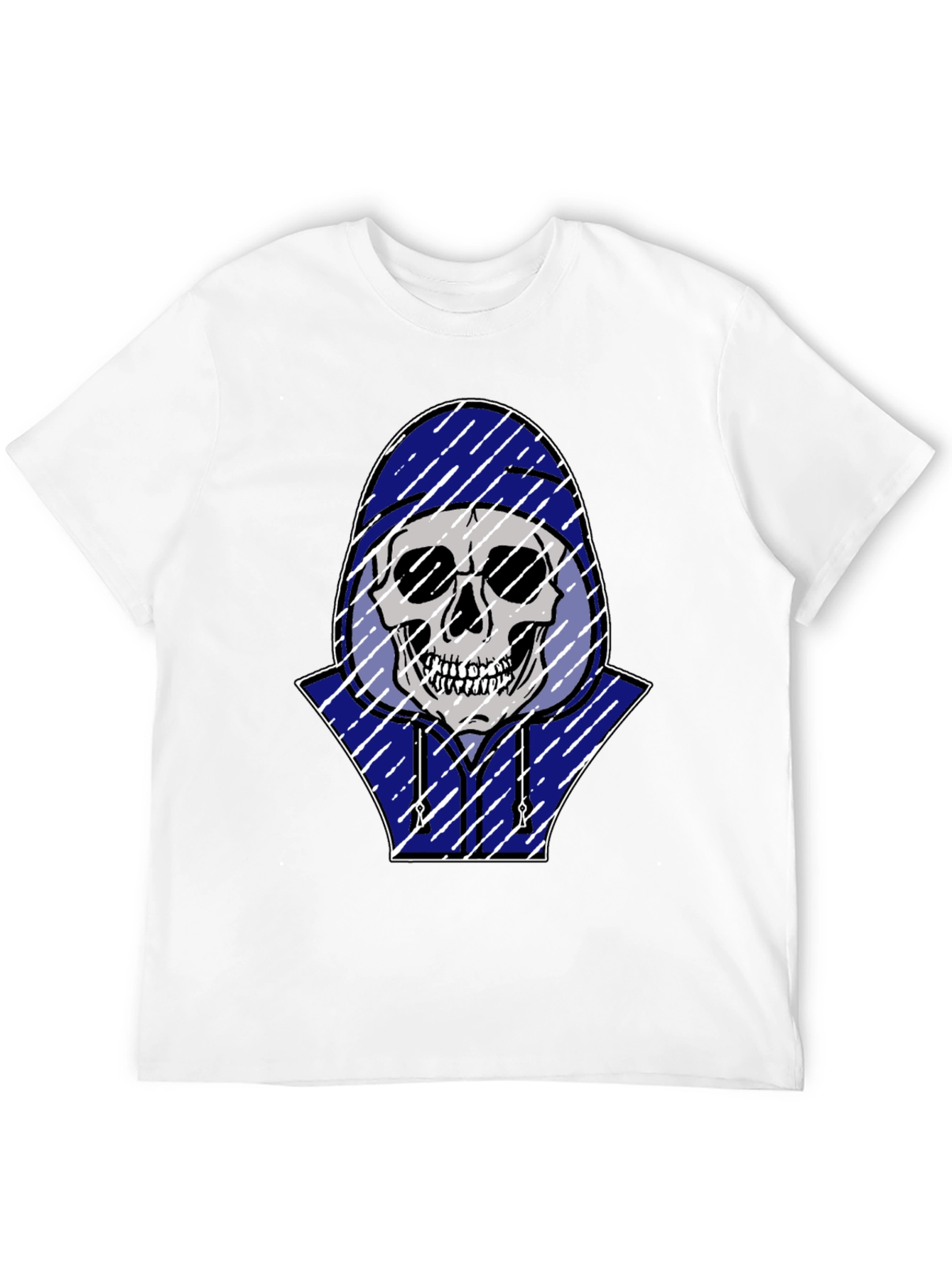 Skull in Hoodie Graphic Tee - Black